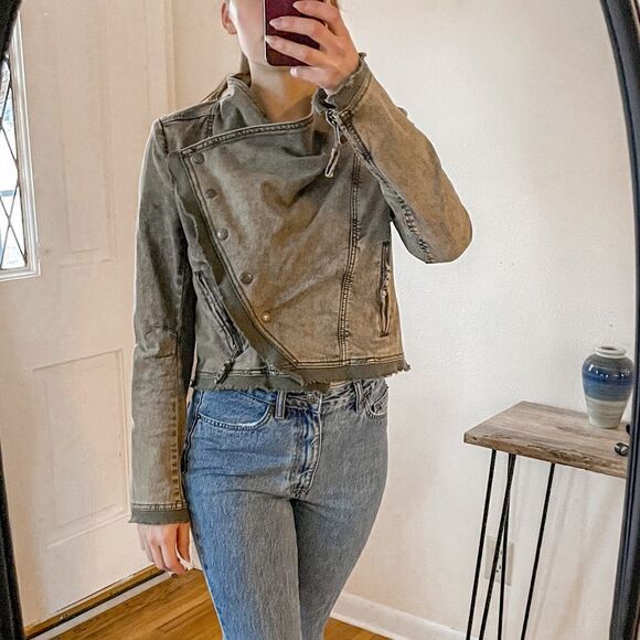 Free People Collapsing Twill Jacket Cotton in Military - Picture 9 of 9